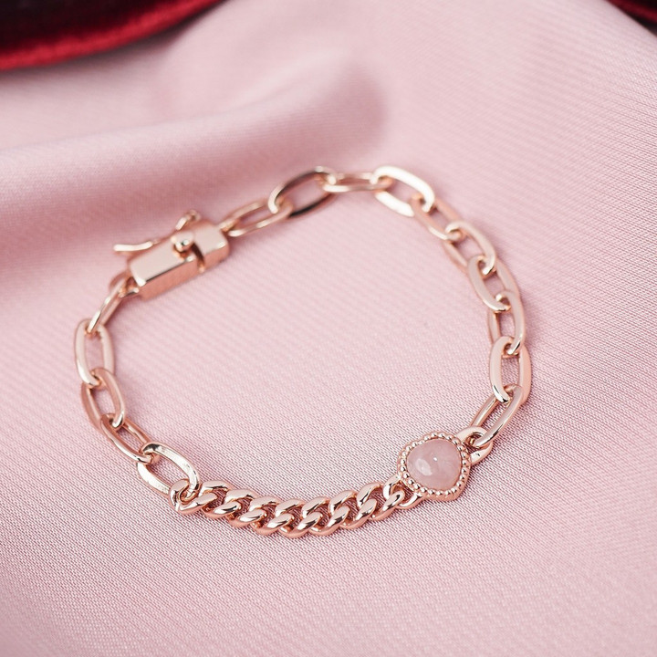 Strawberry Quartz Heart Bracelet