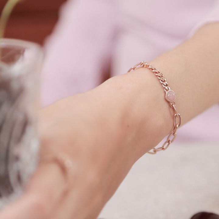 Strawberry Quartz Heart Bracelet