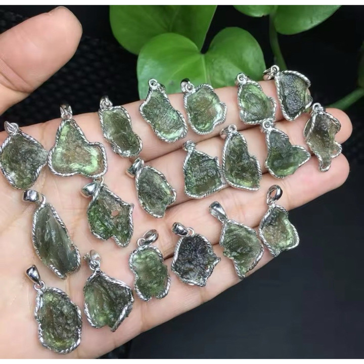 Moldavite Pendant | Genuine Czech Republic Moldavite in Sterling Silver