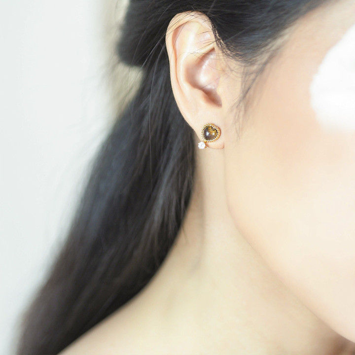 Smoky Quartz Gemstone Darling Ring Earrings