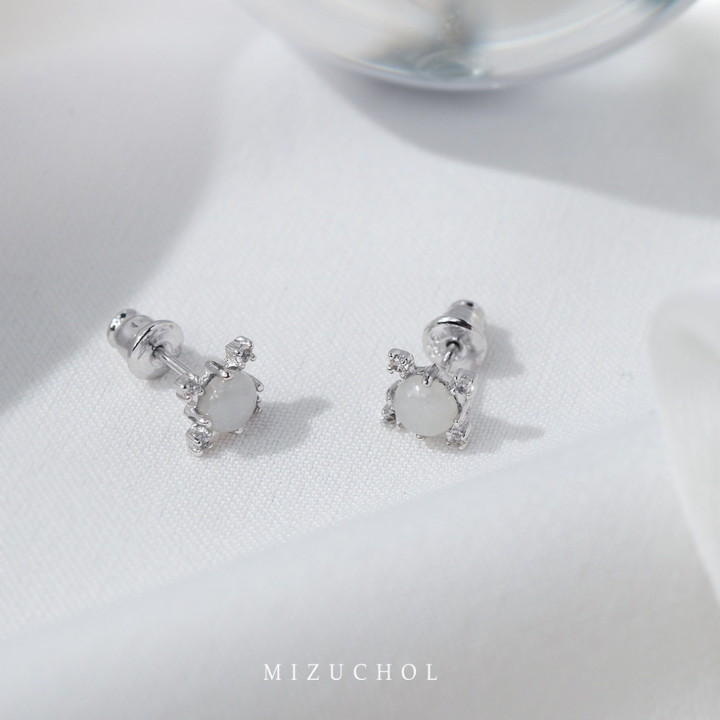 Ohrringe aus weißvergoldetem Sterlingsilber mit weißem Jadetopas