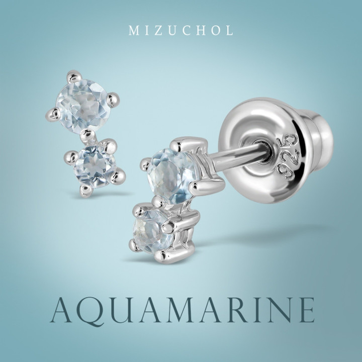 Ocean Bubbling Aquamarine White Gold Plated Earrings
