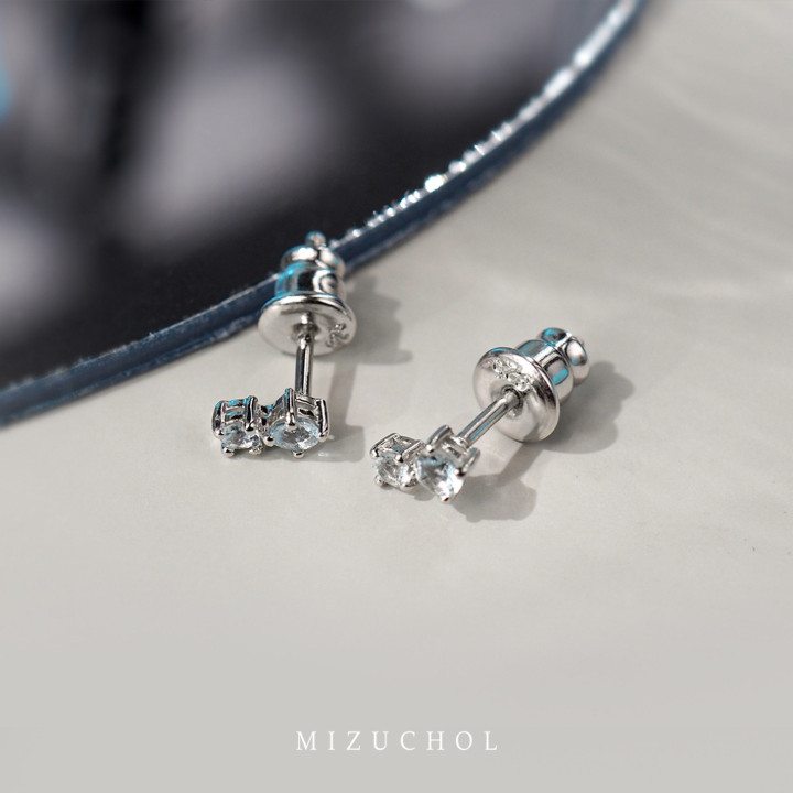 Ocean Bubbling Aquamarine White Gold Plated Earrings
