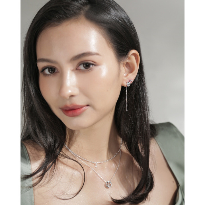 Ocean Bubbling Aquamarine White Gold Plated Earrings