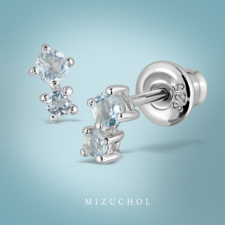 Ocean Bubbling Aquamarine White Gold Plated Earrings