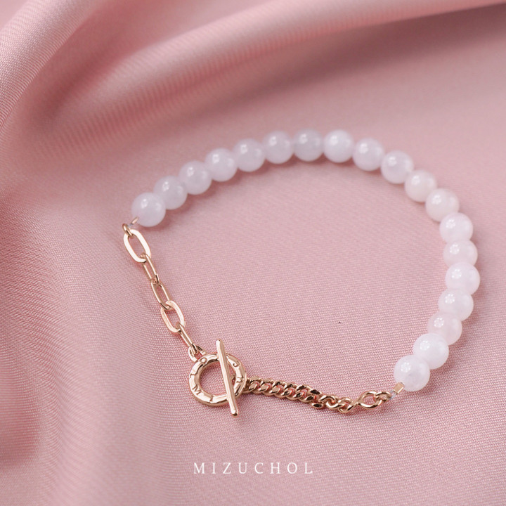 Pink Gold Plated Sterling Silver Rose Quartz Charm Bracelet