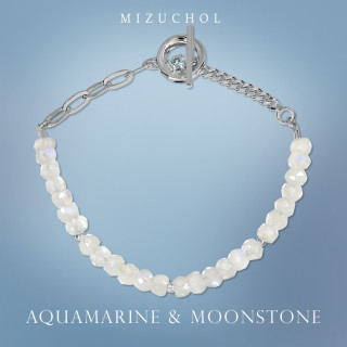 Moonstone and Aquamarine Bracelet - Ocean Style
