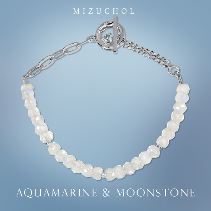 Moonstone and Aquamarine Bracelet - Ocean Style