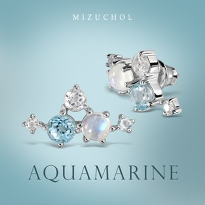 Ohrringe „Ocean Symphony“ mit Aquamarin, Blautopas und Mondstein