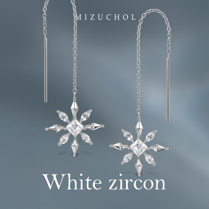 Zircon Snowflake White Gold Plated Sterling Silver Earrings