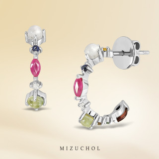 Nine Lucky Gems and Diamond Earrings
