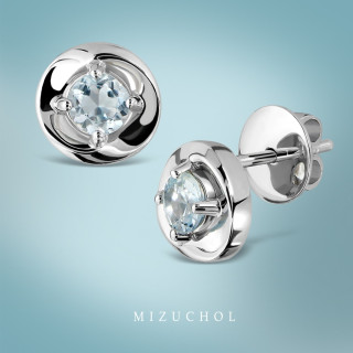 White Gold Plated Sterling Silver Aquamarine Earrings