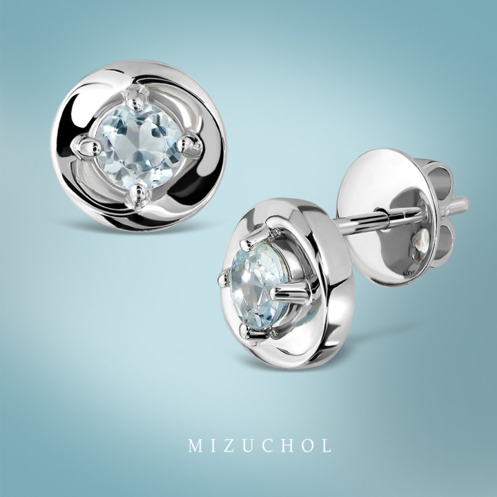 White Gold Plated Sterling Silver Aquamarine Earrings