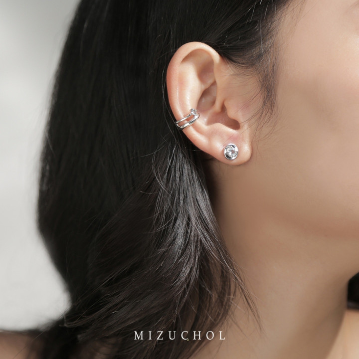 White Gold Plated Sterling Silver Aquamarine Earrings