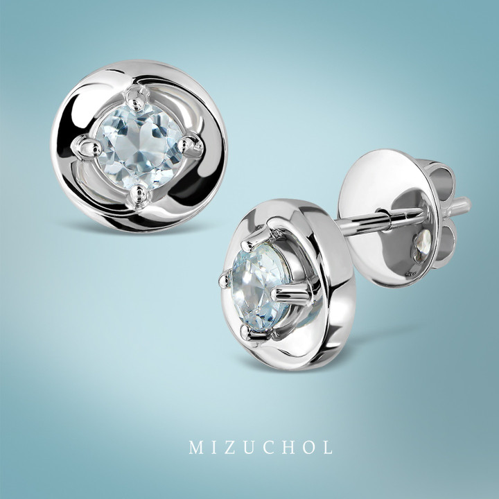 White Gold Plated Sterling Silver Aquamarine Earrings