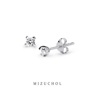Sterling Silver Earrings with Crystal Diamonds 3mm