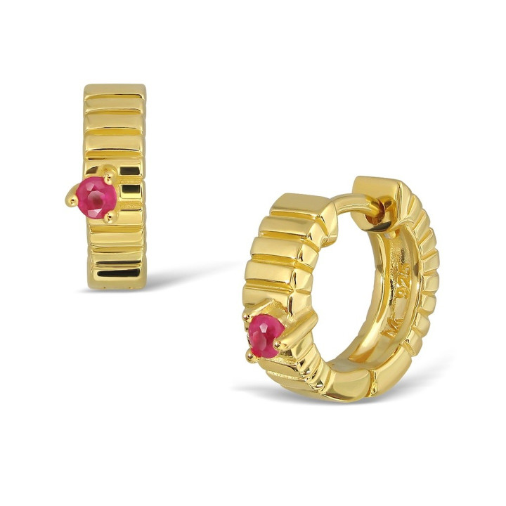 Ruby Sterling Silver 18K Gold Plated Earrings