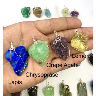 Raw Gemstone Pendant for Healing and Energy - Handmade Wirewrapped Necklace