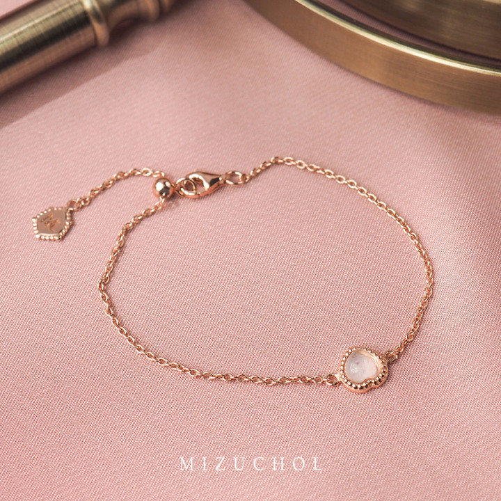 Rose Gold Plated Sterling Silver Rose Quartz Bracelet