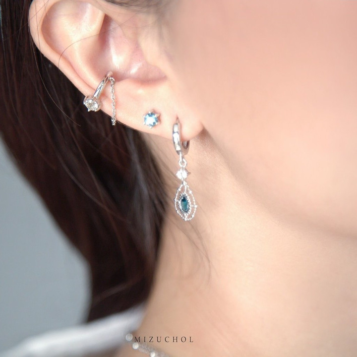 Silver White Gold Plated White Topaz Clip-on Ear Cuff