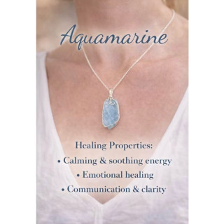 Blue Aquamarine Pendant with 18" Silver Chain for Men and Women