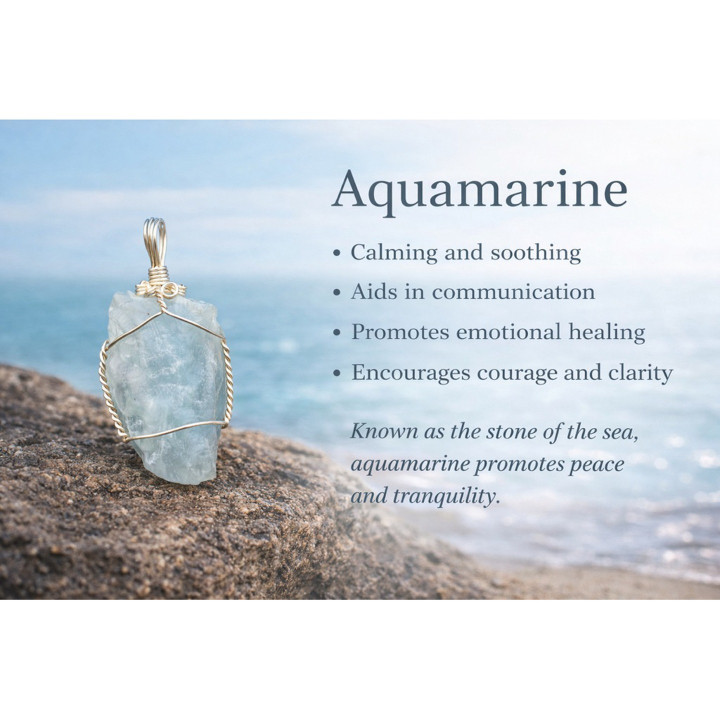 Blue Aquamarine Pendant with 18" Silver Chain for Men and Women