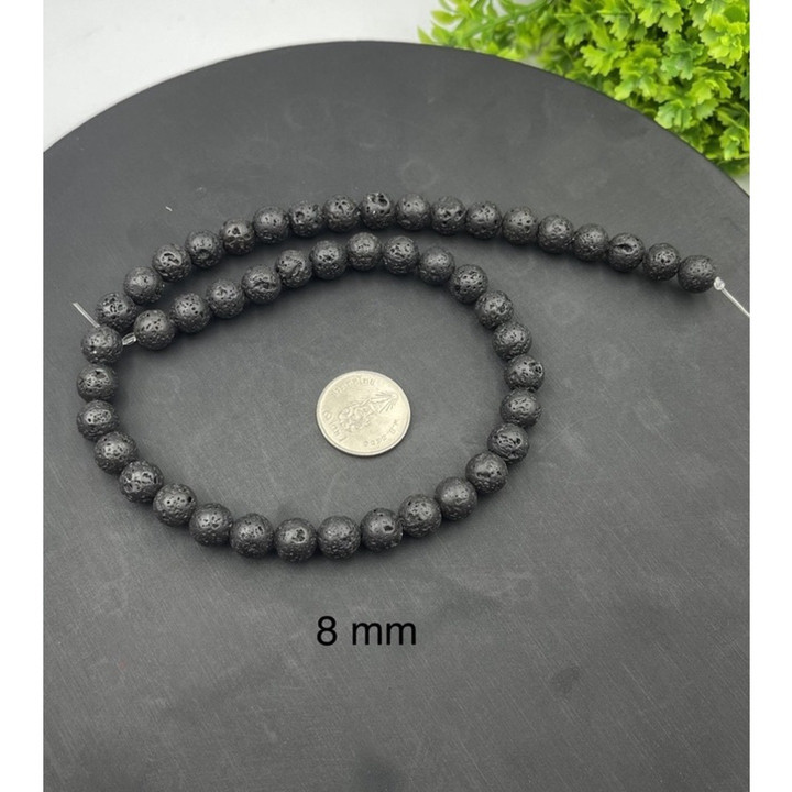 Black Lava Bead Strand | Natural Stone Jewelry Making Supplies