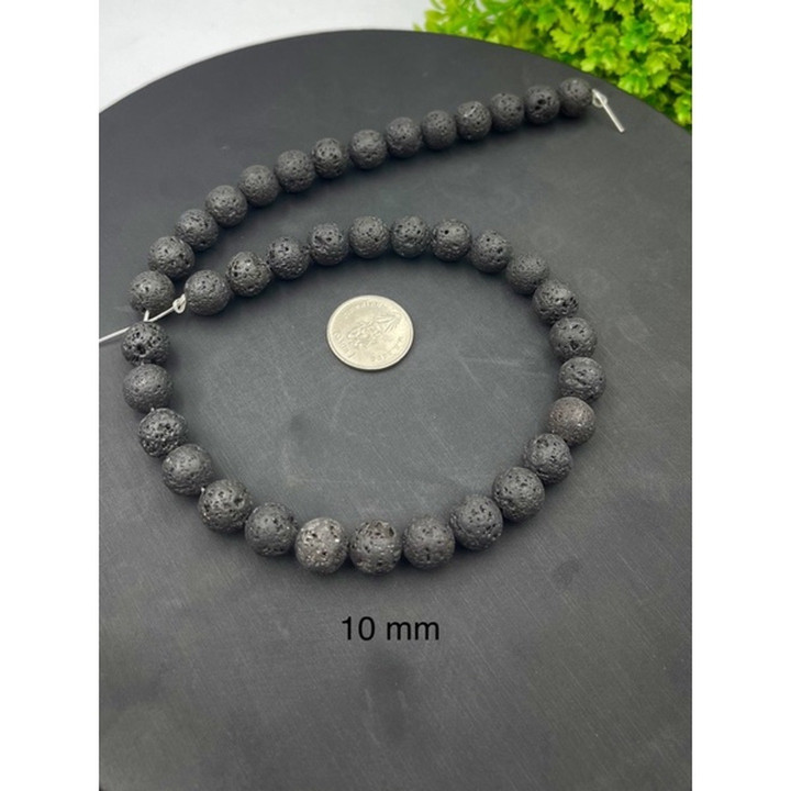 Black Lava Bead Strand | Natural Stone Jewelry Making Supplies