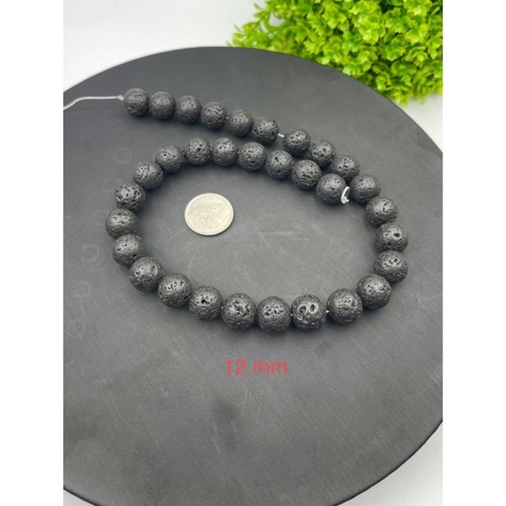 Black Lava Bead Strand | Natural Stone Jewelry Making Supplies