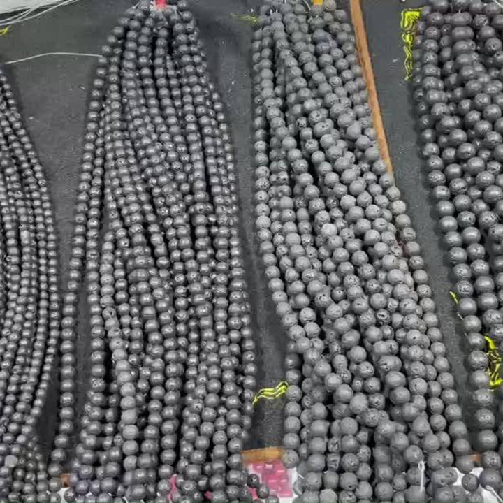 Black Lava Bead Strand | Natural Stone Jewelry Making Supplies
