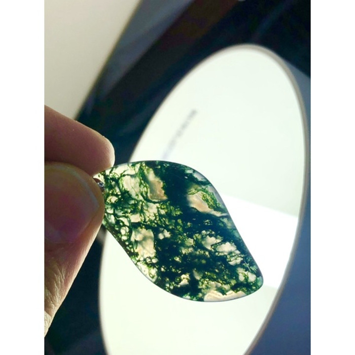 Elegant Natural Moss Agate Pendant for Jewelry Making
