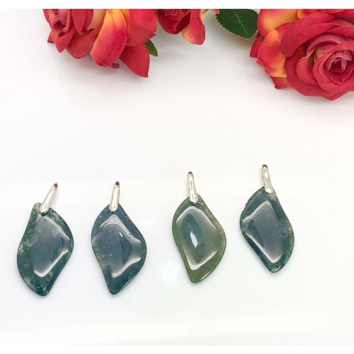 Elegant Natural Moss Agate Pendant for Jewelry Making