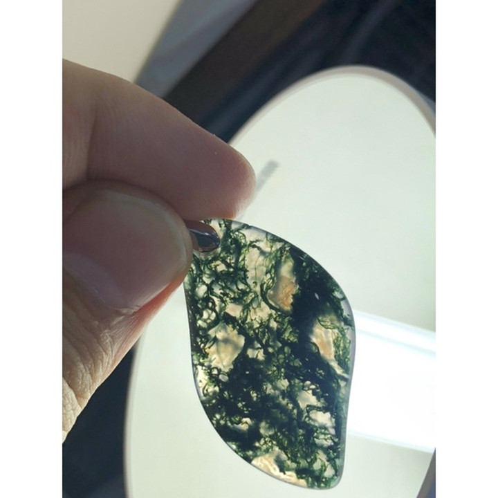 Elegant Natural Moss Agate Pendant for Jewelry Making