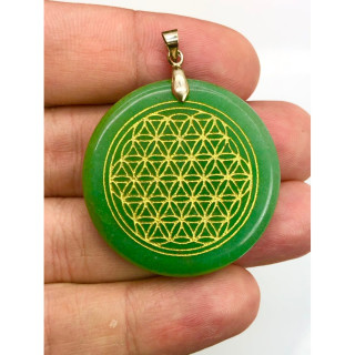 Aventurine Flower of Life Pendant - Heart Chakra Healing