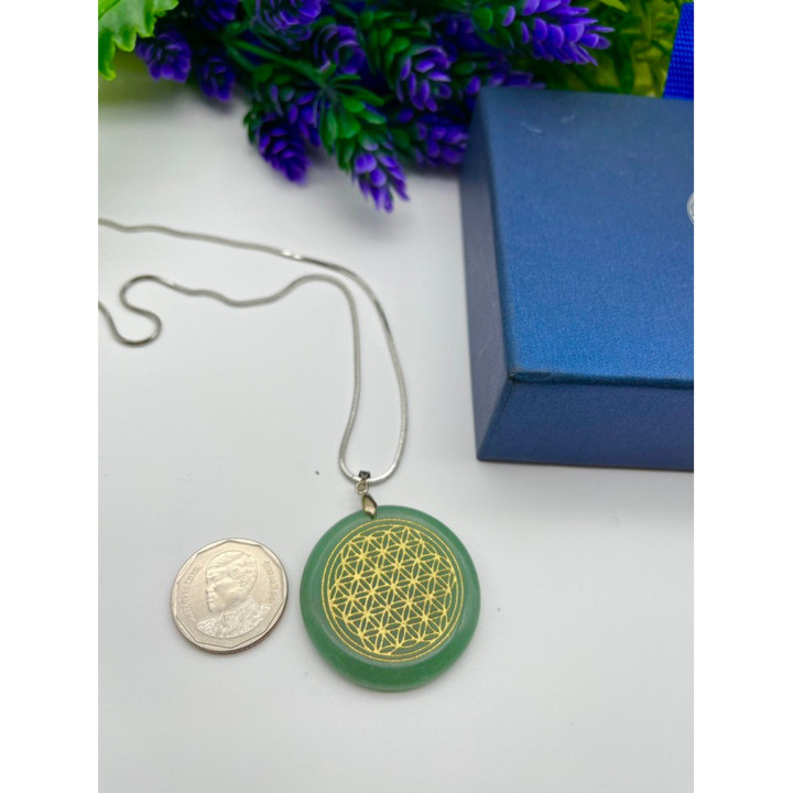 Aventurine Flower of Life Pendant - Heart Chakra Healing