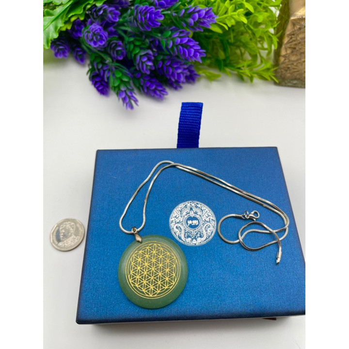 Aventurine Flower of Life Pendant - Heart Chakra Healing