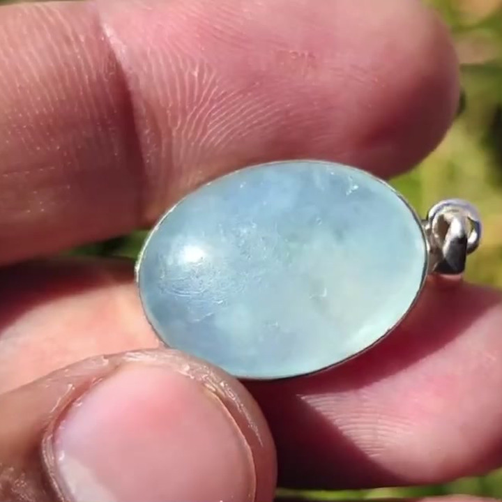 Aquamarine Pendant - Natural Stone | 925 Sterling Silver