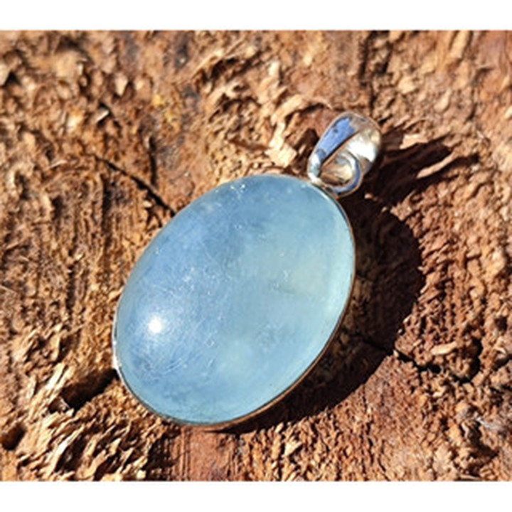 Aquamarine Pendant - Natural Stone | 925 Sterling Silver