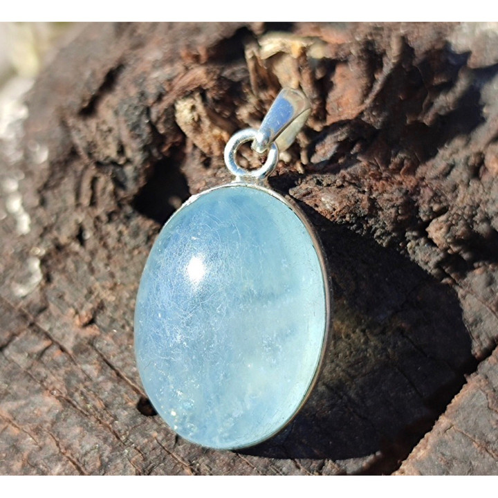 Aquamarine Pendant - Natural Stone | 925 Sterling Silver