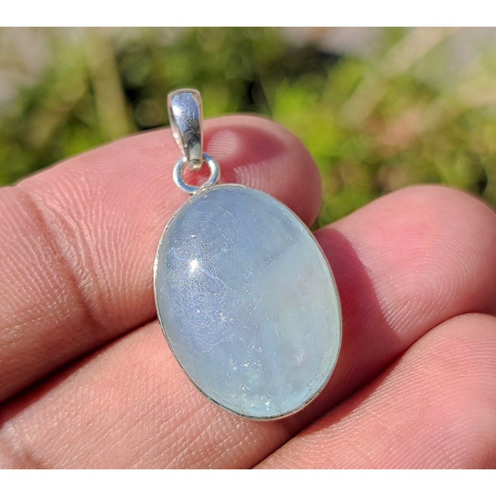 Aquamarine Pendant - Natural Stone | 925 Sterling Silver