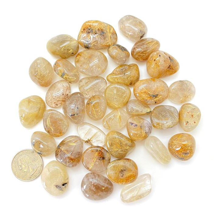Golden Rutilated Quartz Crystal (AA Grade) - Tumbled Stones