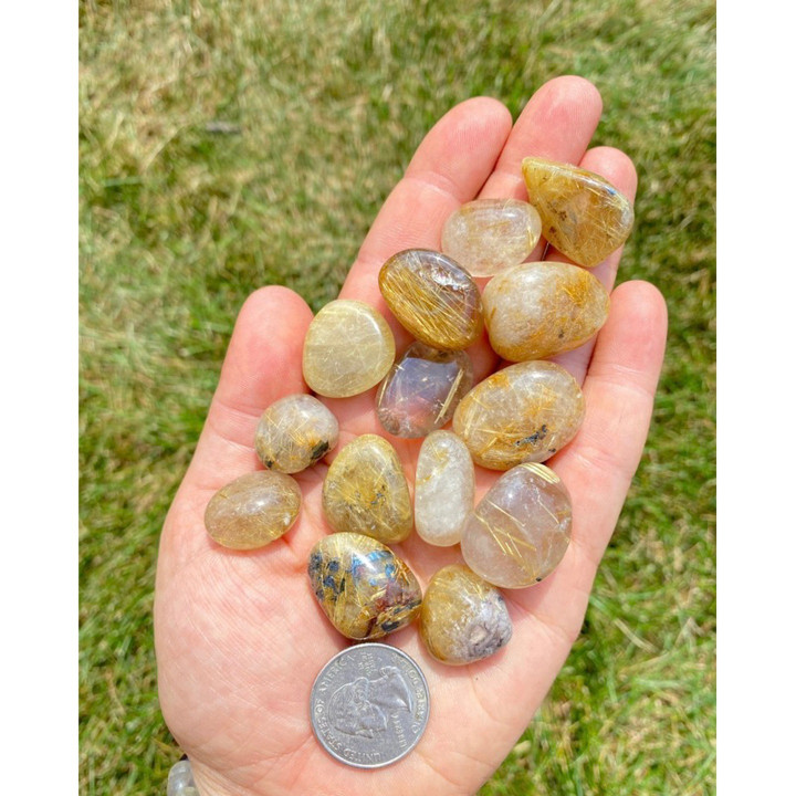 Golden Rutilated Quartz Crystal (AA Grade) - Tumbled Stones