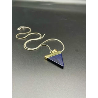 Blue Sandstone Triangle Pendant - Natural Stone Jewelry Necklace