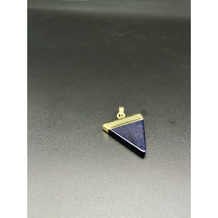 Blue Sandstone Triangle Pendant - Natural Stone Jewelry Necklace