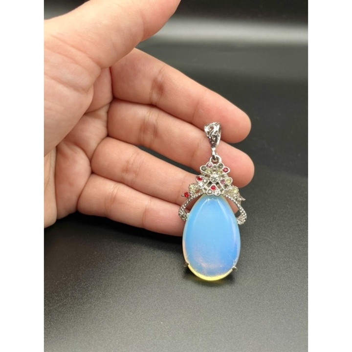 Opal gemstone pendant necklace - unique opalite jewelry
