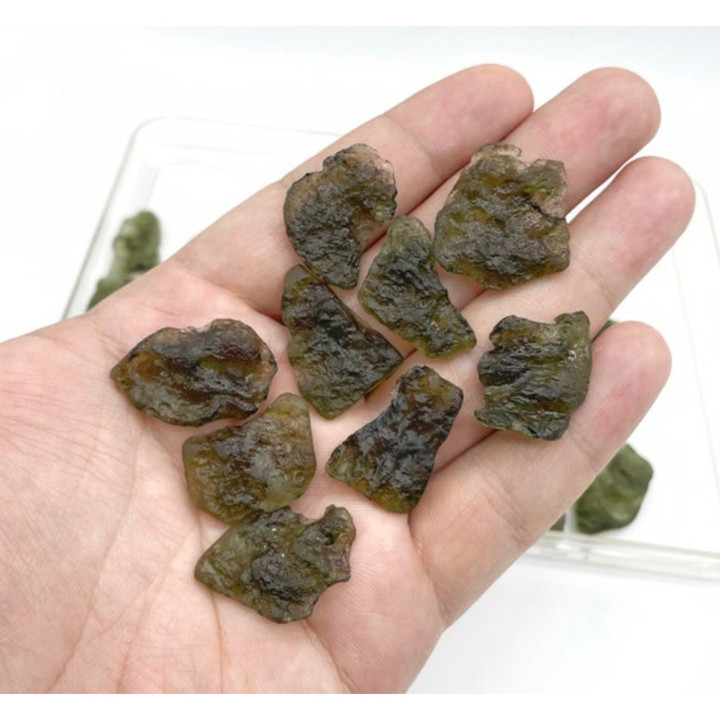 Czech Moldavite Tektites: Raw, Natural and Certified (XS-XL)