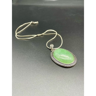 Green Aventurine Pendant - Afghan Design Necklace (18 Inch)