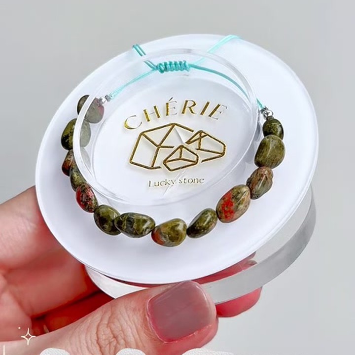 Adjustable Braided Rope Bracelet with Lucky Stone