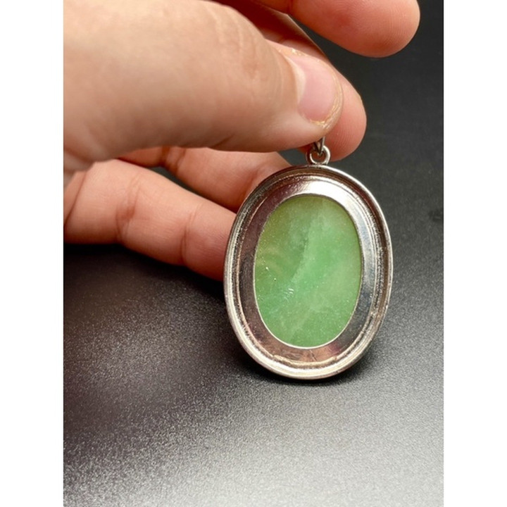 Green Aventurine Pendant - Afghan Design Necklace (18 Inch)