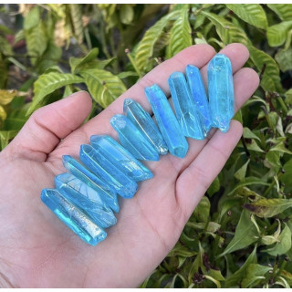 Raw Aqua Aura Quartz Points | Natural Healing and Energy Crystals